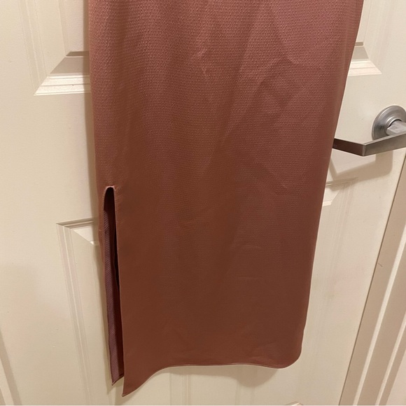Trouvé Mauve Light Pink Slip Dress with Slit - Midi Slip Dress Size XS - Picture 6 of 9